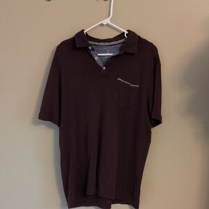 Tahari Burgundy Polo Shirt with Gray Accents